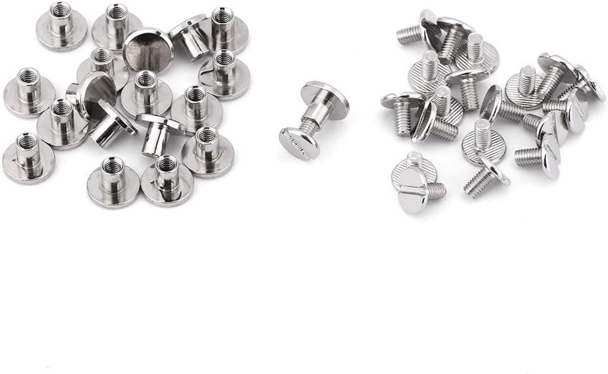 20 stuks messing platte schroefpalen klinknagels schroeven duurzame platte kop moer nagel klinknagels leer ambachten reparatiebenodigdheden zilver (6.5mm)