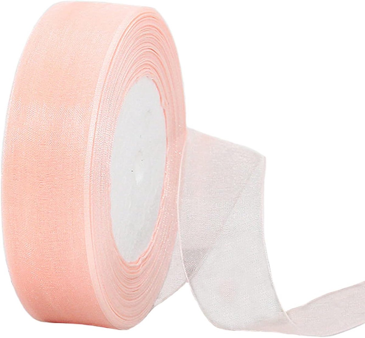 45 m organza lint champagne roze 25 mm breed Chiffo cadeaulint, transparante organza linten chiffonlint decoratief lint geschenkverpakking decoratief lint tule band voor Kerstmis bruiloft verjaardag