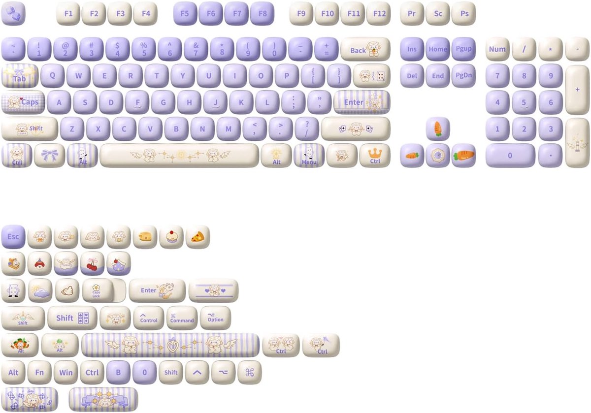 Magic Lop Bunny PBT keycapset met MOG-profiel, 146 keycaps voor mechanische toetsenborden