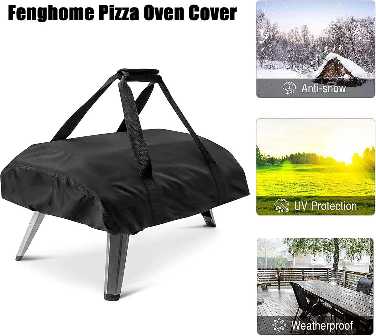 Pizzaovenafdekking voor Ooni Koda 12, waterdicht, weerbestendige pizzaoven, draagtas, Oxford-stof, pizzaoven, draagtas, pizzaoven, accessoires, zwart (63 x 41 x 16 cm) – foto 6