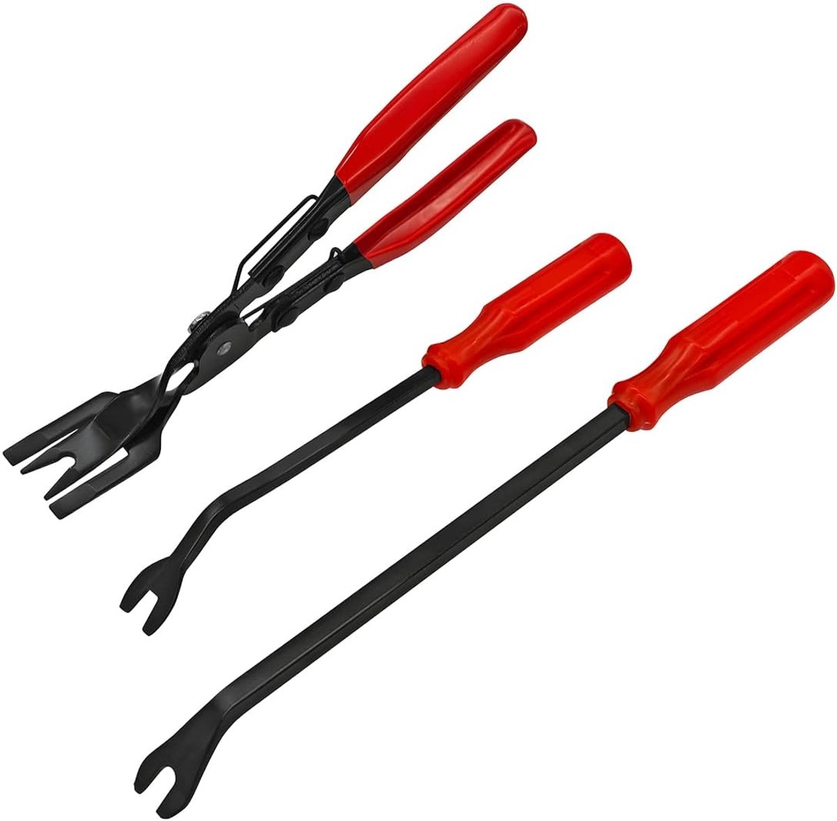 Set van 3 auto-demontagegereedschap, auto-interieurbekleding Pry Tool, trimwiggen, demontagegereedschap voor het verwijderen van autodeurpaneel en platen (Rood)