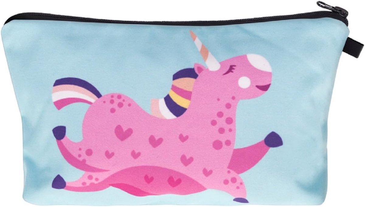 toilettas, make-uptas, make-uptas, toilettas, waterafstotend, originele print-motieven voor reizen, vakantie en dagelijks gebruik, Lichtblauw (roze eenhoorn), Eén maat, toilettas