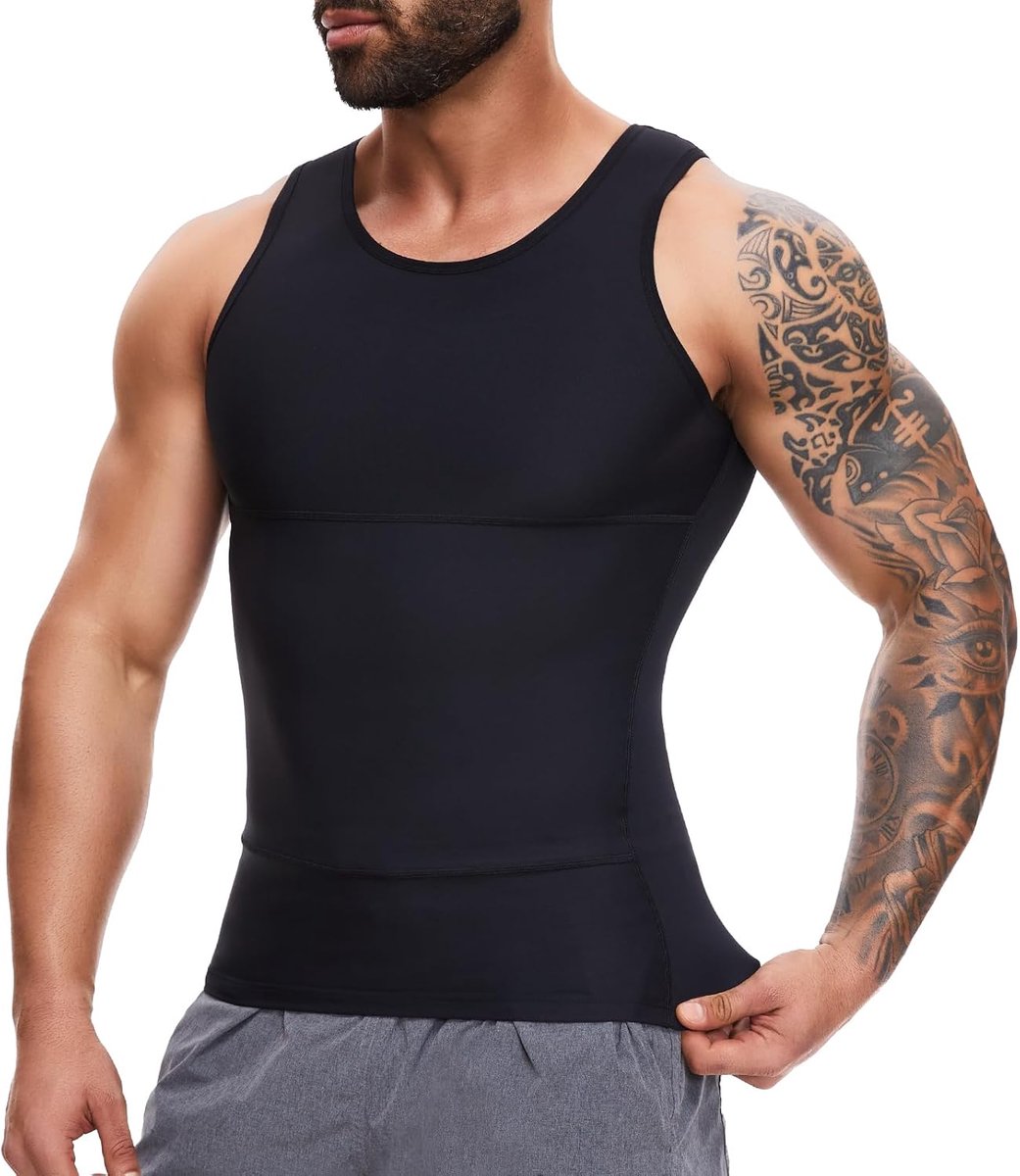 Shapewear Compressieshirt voor heren, elastisch, mouwloos, body shaper, tight onderhemd heren, tanktop, taillevormend, figuurvormend, buikweg onderhemd heren