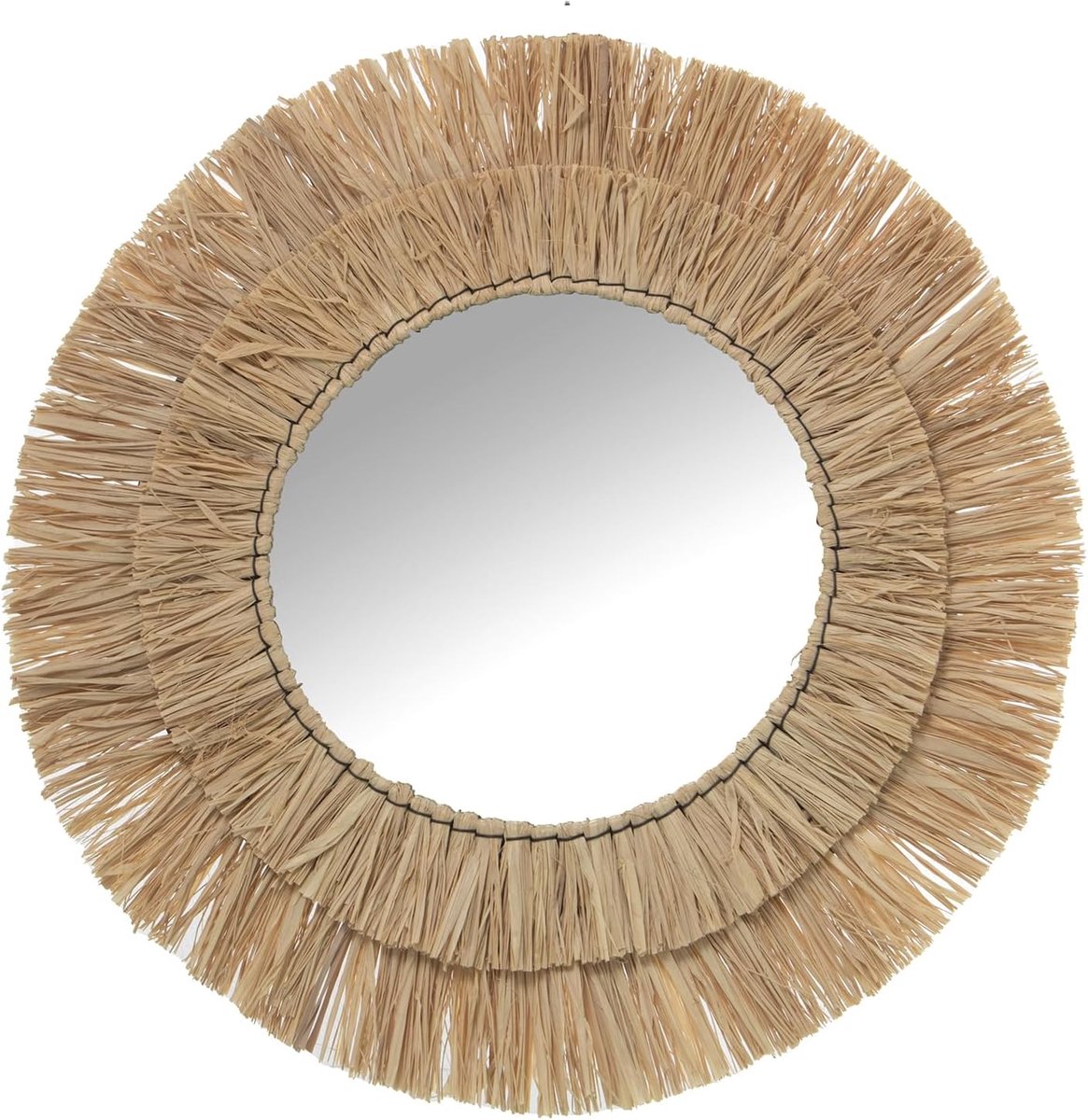 Ronde wandspiegel van bast in natuur, 57 x 57 x 2 cm