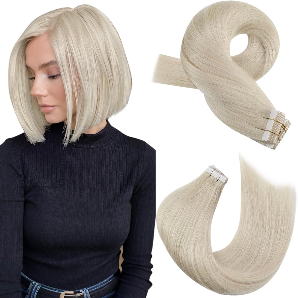 Haarextensies Echt Menselijk Haar Blond Platina #60 25 cm 20 Stuks 30g