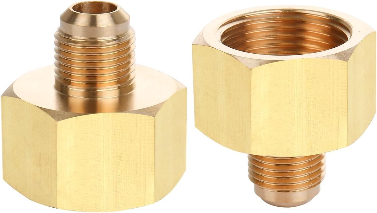 pijpadapter - 3/4 "SAE Vrouwelijk naar 3/8" SAE Male Flare - Messing Pijpfitting Reducer Adapter voor Airconditioner Koeling (2 stuks)
