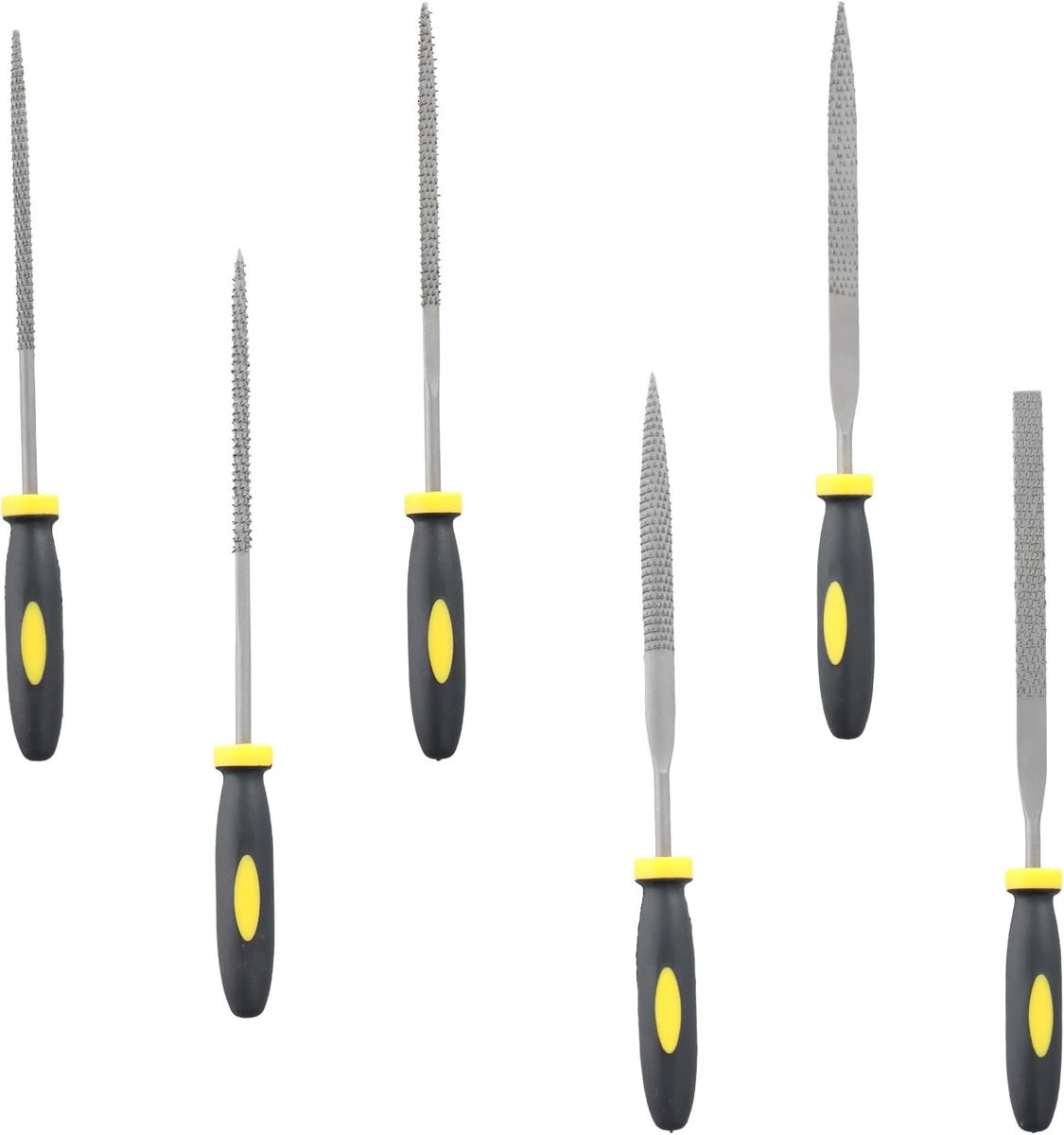 handvijlset voor metaal en hout, 6-delige set inclusief metalen vijl, houten vijl, metalen vijl, ronde vijl, ruitvormige vijl, voor thuis, garage en werkplaats