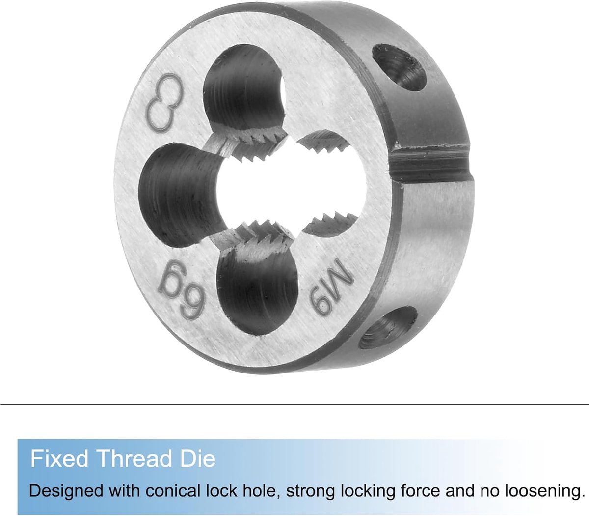 Set van 3 schroefdraadboren en snijijzer, metrisch M9 x 1,25 mannelijke schroefdraad en rond snij-ijzer, gereedschapsset voor schroefdraad en schroefdraadboor voor reparatie van moeren en