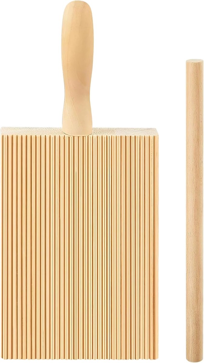 Gnocchi Plank, houten pastamachine met houten stokjes, beukenhout, pastoebehoren accessoires, macaroni planken met handvat, pastabestek voor doe-het-zelf noedelvormen
