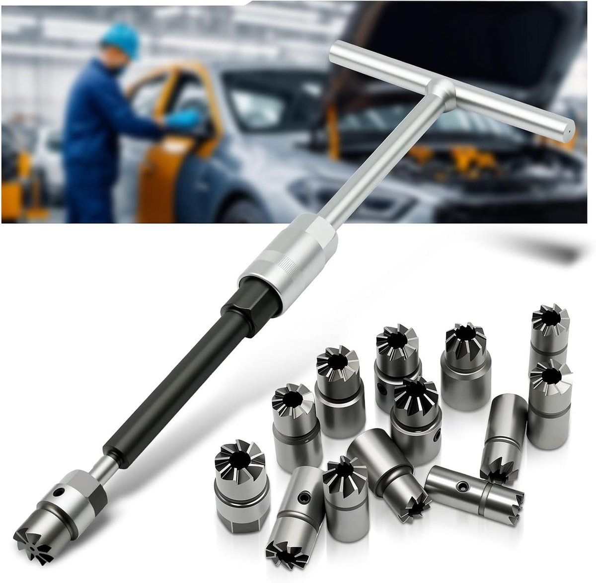 28-delig injectoren freesset, injectoren inspuitmonden gereedschap, diesel injectorzitting frees injector reinigingsset