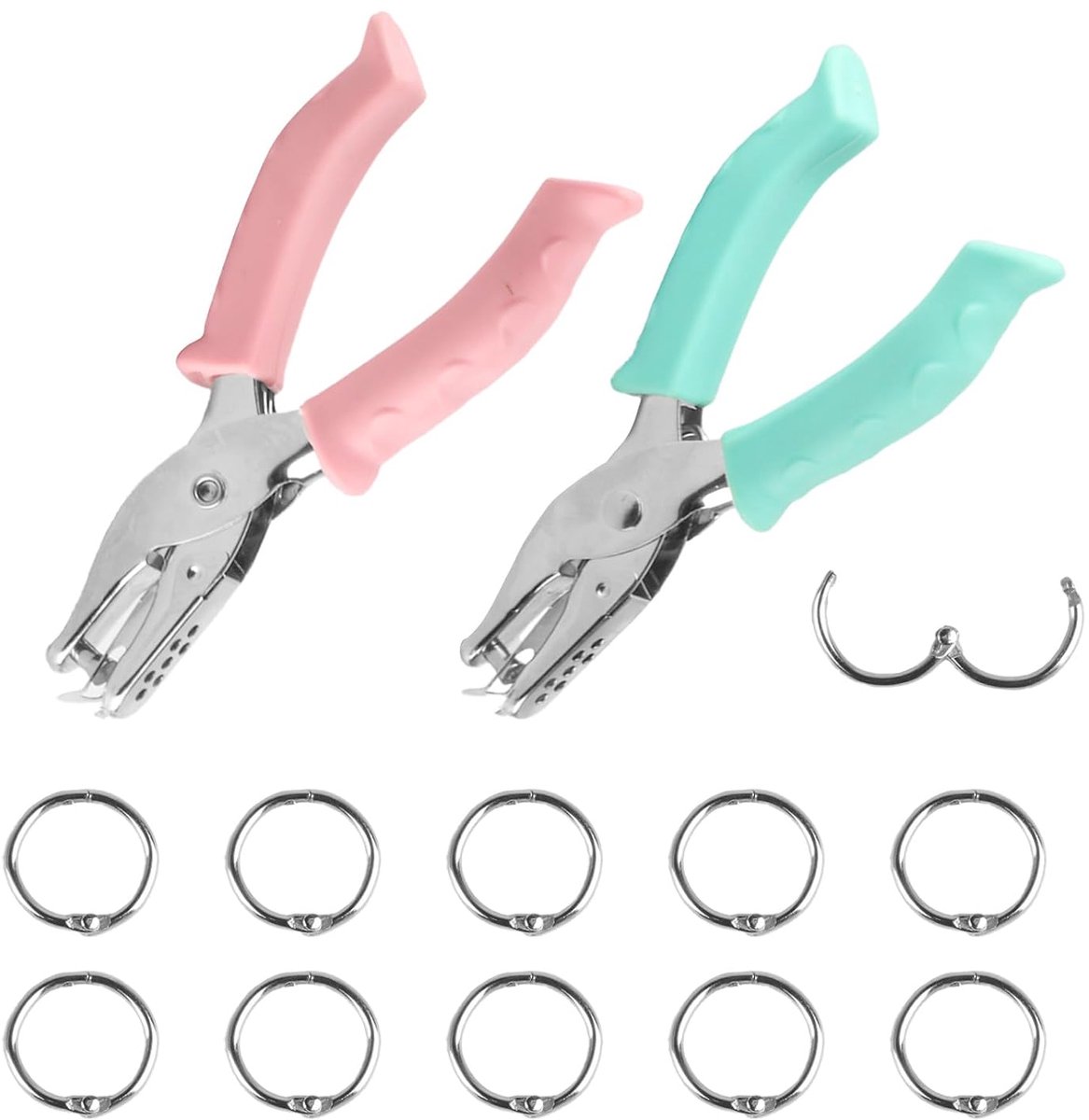 2 stuks enkele gatenponch voor ambachten, 6 mm gatpuncher voor papierponchers, kleine metalen handheld gatponch, cadeautag-punches voor knutselen, doe-het-zelf scrapbookkaarten, notebooks, invoices,