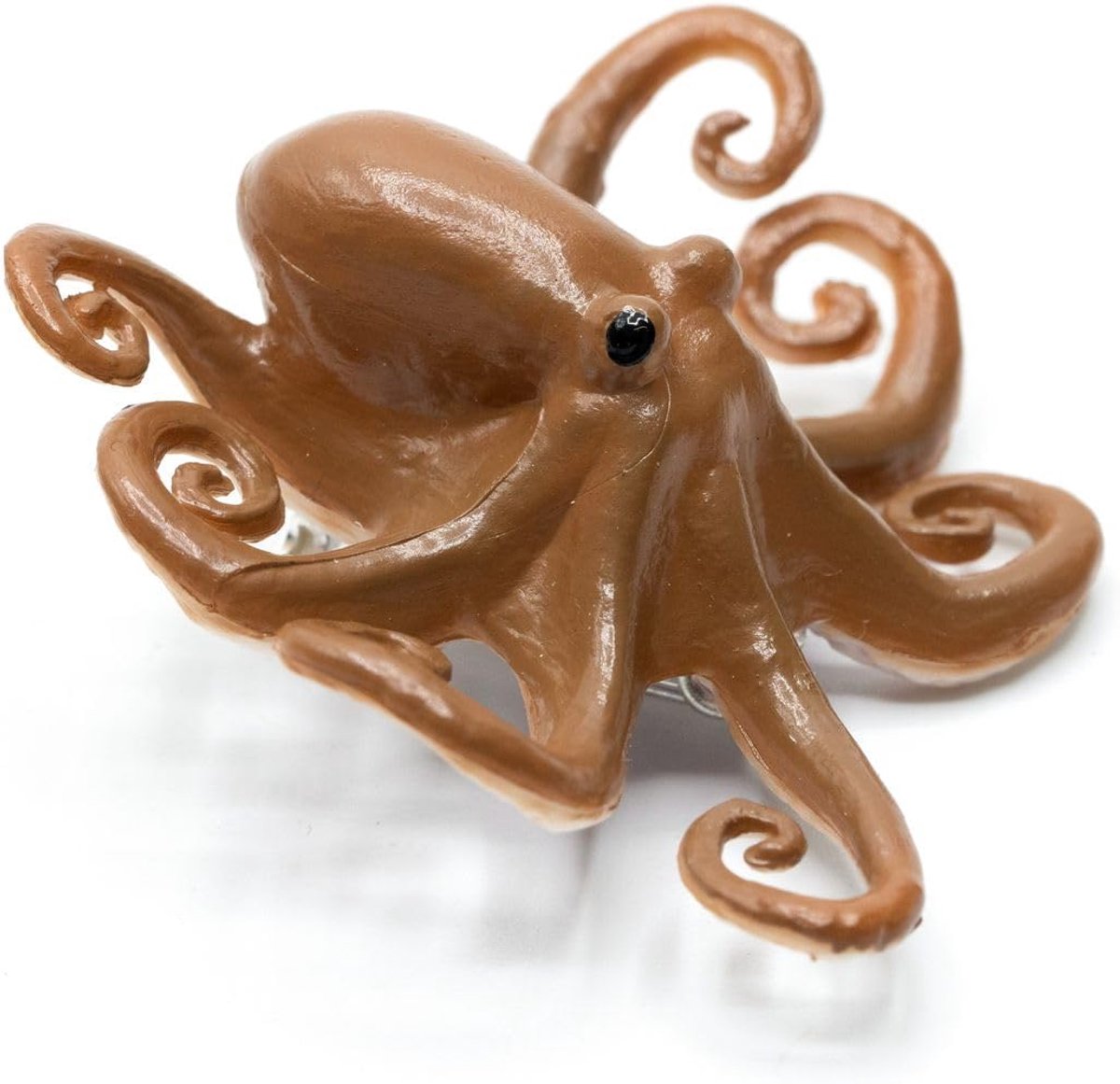 Octopus Broche Pin Inktvis Glanzende Zee Bruin - Handgemaakte Mode-sieraden I Pin Button Pins, 42mm, hard rubber, niet bekend