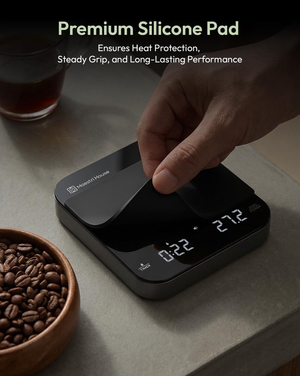 Koffieweegschaal met Timer - Digitale Espresso Weegschaal - Nauwkeurig 0,1 g - Bereik 2000 g - Oplaadbare Keukenweegschaal - Mini Formaat - USB-C Opladen - Voor Espresso en Filterkoffie