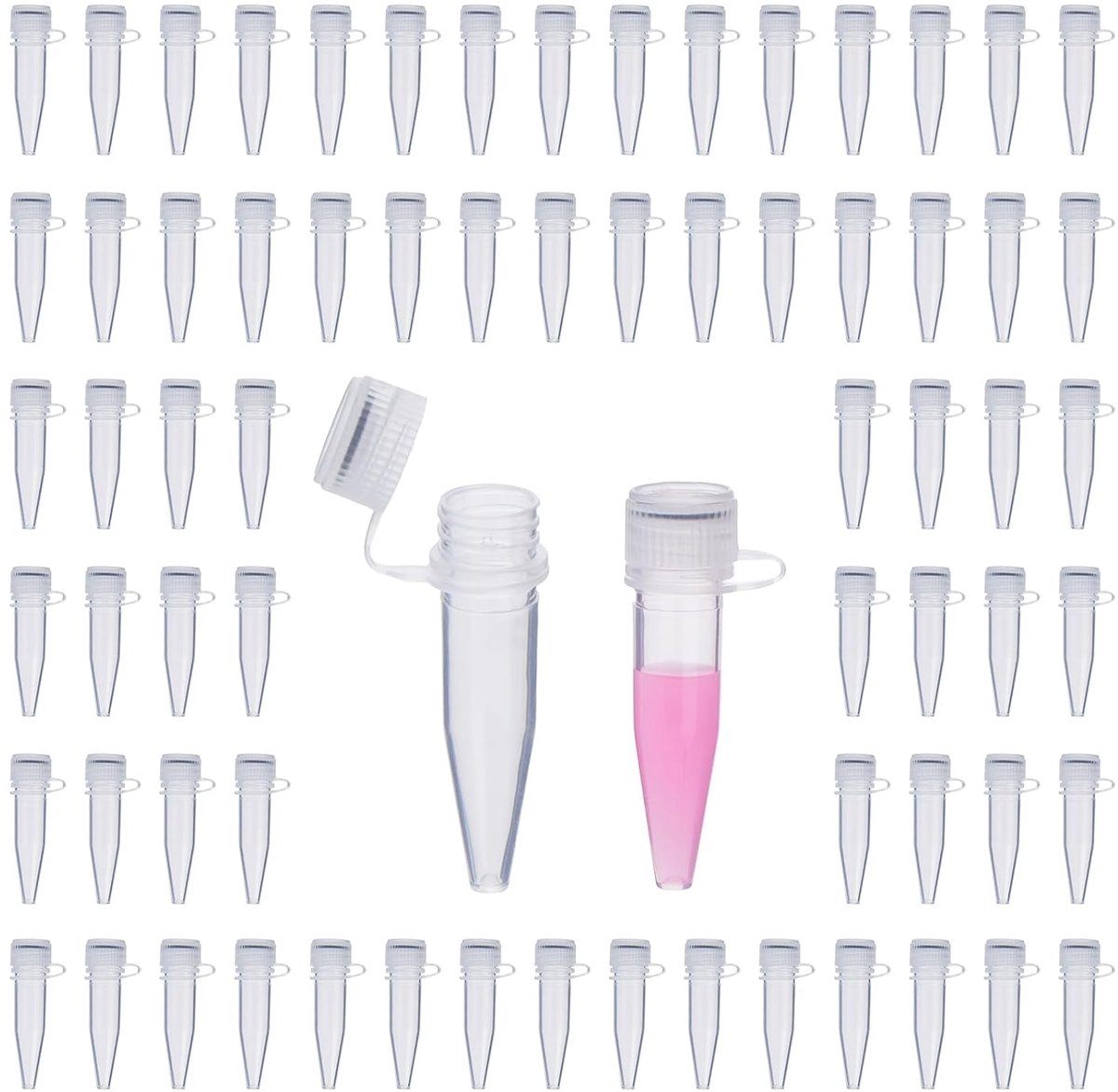 1,5 ml, microcentrifugebuizen, conische buisjes met veilige schroefdop voor laboratorium- en industriële toepassingen, lekvrij, autoclaveerbaar