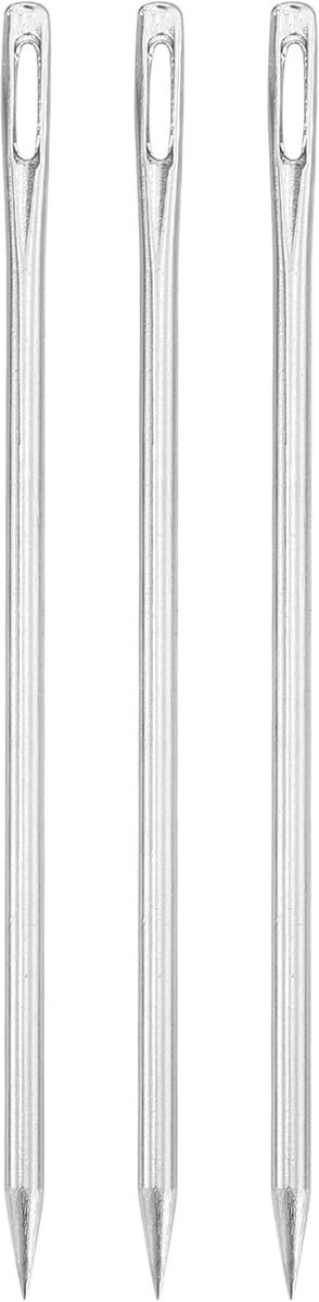 3 stuks grote brede naainaalden, 3,94 inch 3 mm stalen naalden voor borduurgaren, brede naainaalden, breinaalden voor handwerk, zilver