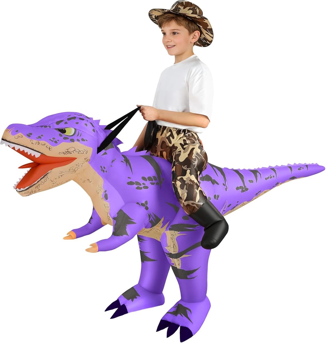 dinosauruskostuum voor kinderen, T-Rex-kostuums, tyrannosaurus rex pak, grappige Halloween-jurk voor carnaval, party, verjaardagscadeau, inclusief opblaassysteem
