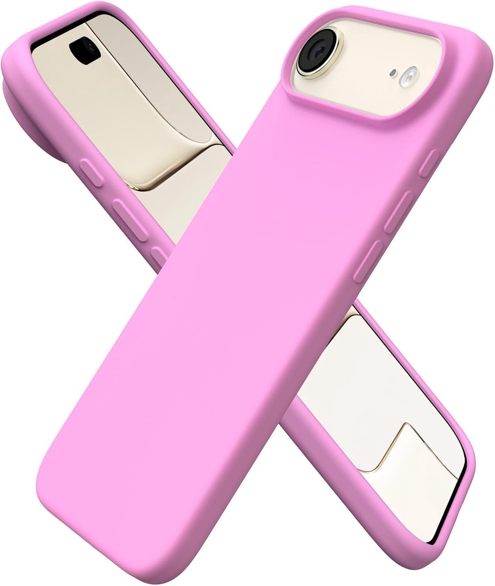 Telefoonhoes compatibel met iPhone 6,6 inch, zachte vloeibare siliconen, schokbestendig, dun, binnenvoering van microvezel, volledige bescherming, roze Sakura
