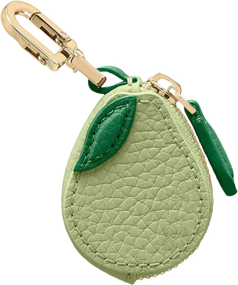Lief schattig leren sleutelhanger Y2k sleutelhanger met ritssluiting voor schoolmeisjes handtassen charme accessoires esthetische accessoires (Avocado)