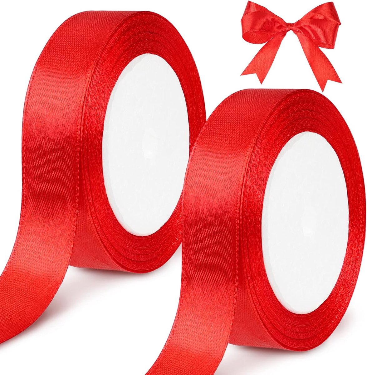 tenn well Satijnen lint, 20 mm, 44 meter, rood, voor inpakken, knutselen, haarlintjes, bruiloftsfeest en kerstdecoratie