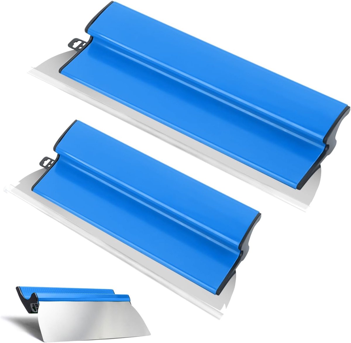 2-delige set, oppervlakspatel van roestvrij staal, wandgereedschap, gipsplaten, afwerking, gladmakende spatel, flexibele skimming bladen voor het bepleisteren van muren (25 x 40 cm)