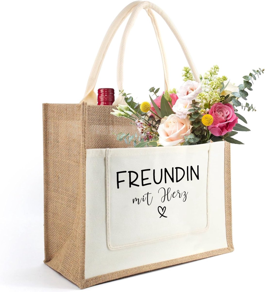 Cadeaus voor vriendin, jute tas voor vrouwen, jute boodschappentas voor vrienden als verjaardagscadeau, cadeau voor vriendin, vrienden voor verjaardag, Kerstmis, bedankje