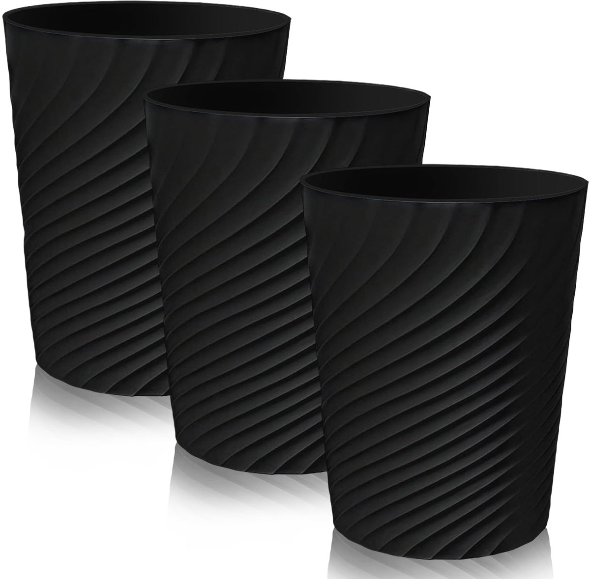 3 stuks prullenbak kantoor, prullenbak kantoor, prullenbak, vuilnisemmer klein, papieren vuilnisemmer zonder deksel, prullenbak, zwarte prullenbak voor keuken, woonkamer, kinderkamer