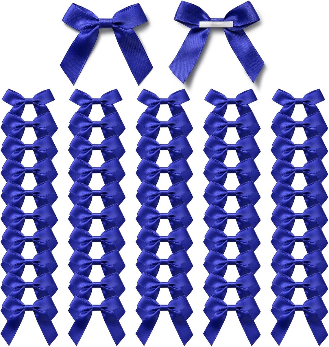 Strikjes Decoratie Zelfklevende Kerst Strikken Koningsblauw | 50 Stuks 6,5 x 6,5 cm Mini Cadeau Kerststrikken voor Bruiloft Valentijnsdag Decoratie Verjaardag Kerstboom Decoration