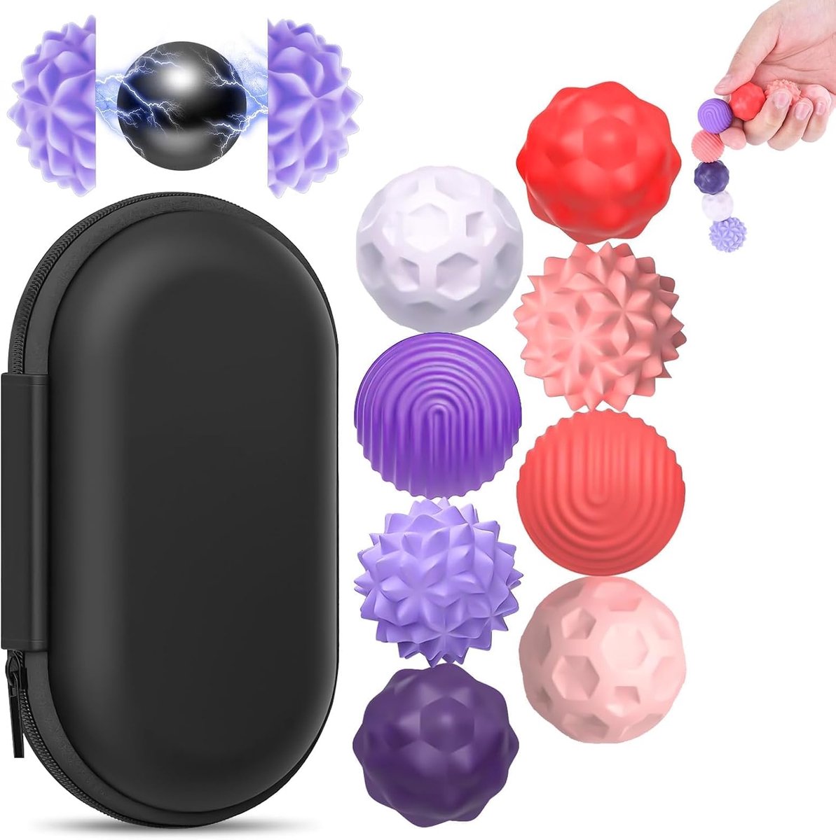 8PCS Magnetische Anti-Stress Speelgoedset, Magnetische Stressballen Siliconen Omhulsel, Sensorisch Speelgoed tegen Stress & Angst, Ontspanningsspeelgoed voor Kinderen Volwassenen (Roze Paars)
