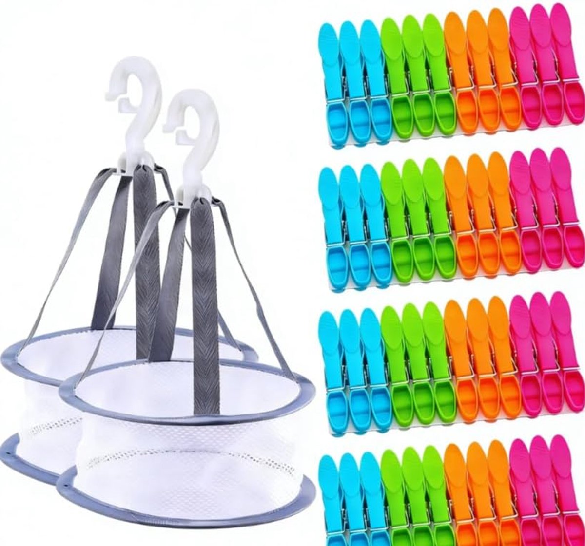 Wasknijpers met 2 stuks wasknijpers, windbestendige kleurrijke knijperzakken, wasknijpers zonder afdruk, sokkenklemmen voor waslijnen en kleding, sokken