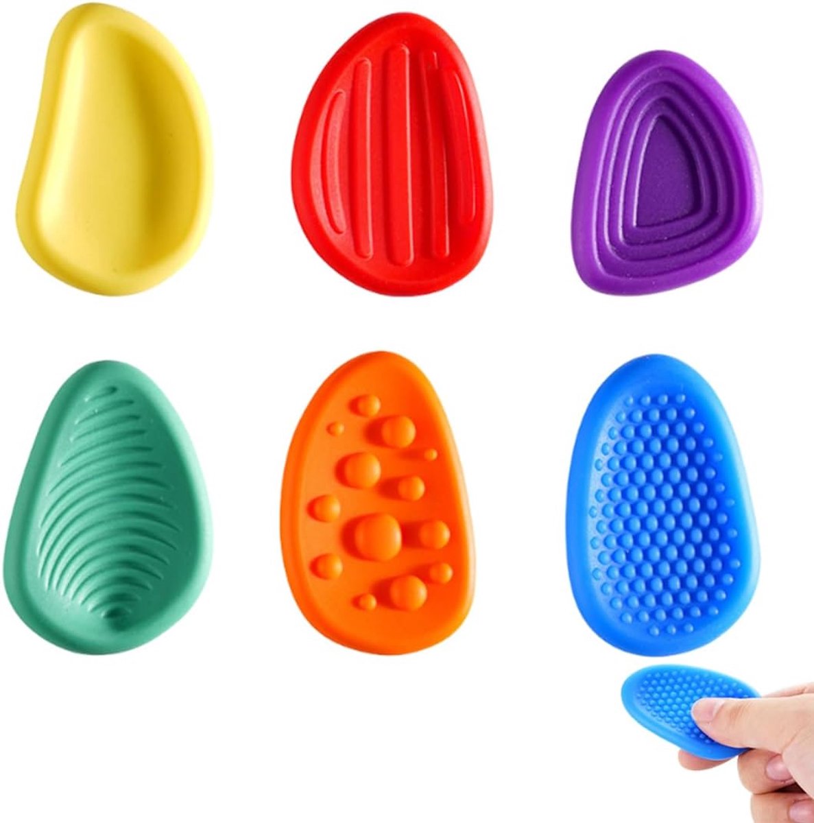 Fidget Toys sensorische stenen, anti-stress, sensorisch speelgoed voor vermindering van stress en angst, 6 stuks