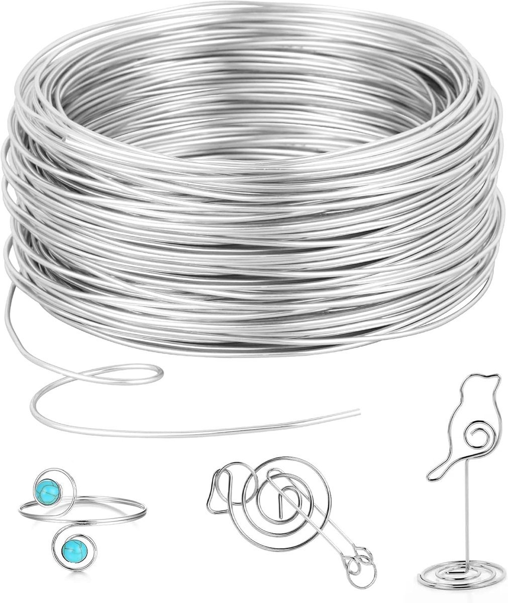 Draad van aluminium, 3 mm x 15 m, flexibel, zilverkleurig, aluminiumdraad, voor handwerk en sieraden maken