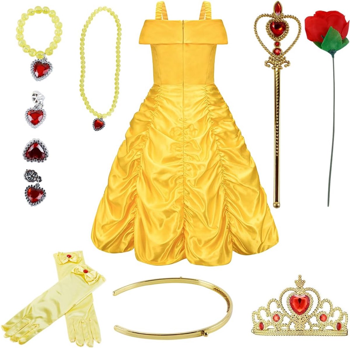 Belle Prinses Jurk Lantaarnrok Outfit met Accessoires Maat 150cm