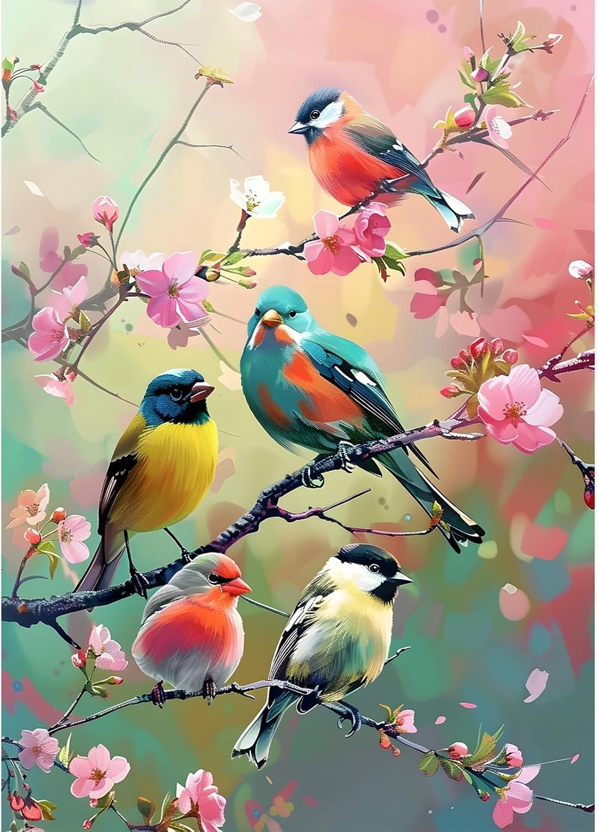5D Kleurrijke Vogels Diamant Schilderij Kits voor Volwassenen, Volledige Ronde Boor Fantasie Diamant Kunst Kits, Dier Kristal Kunst Kits voor Thuis Muur Decor Geschenken 30x40cm