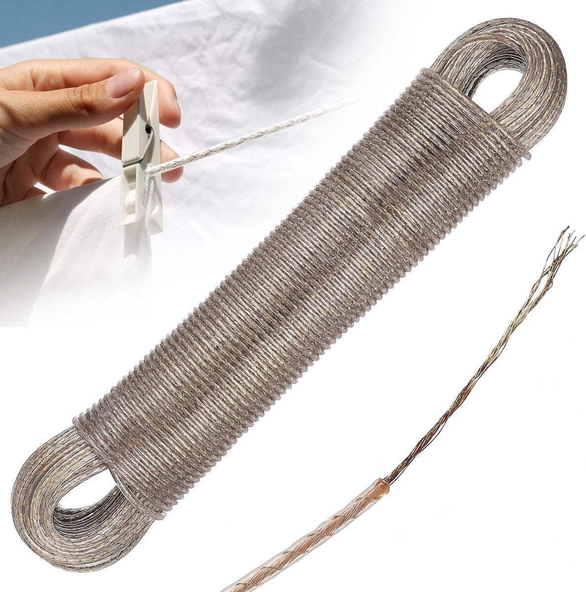 gebruik waslijn touw, kleerhangers, 3mm waterdichte stalen kern waslijn zwaar gebruik 30m tuin touw kleerhangers voor buiten tuin reizen waslijnen lijnen