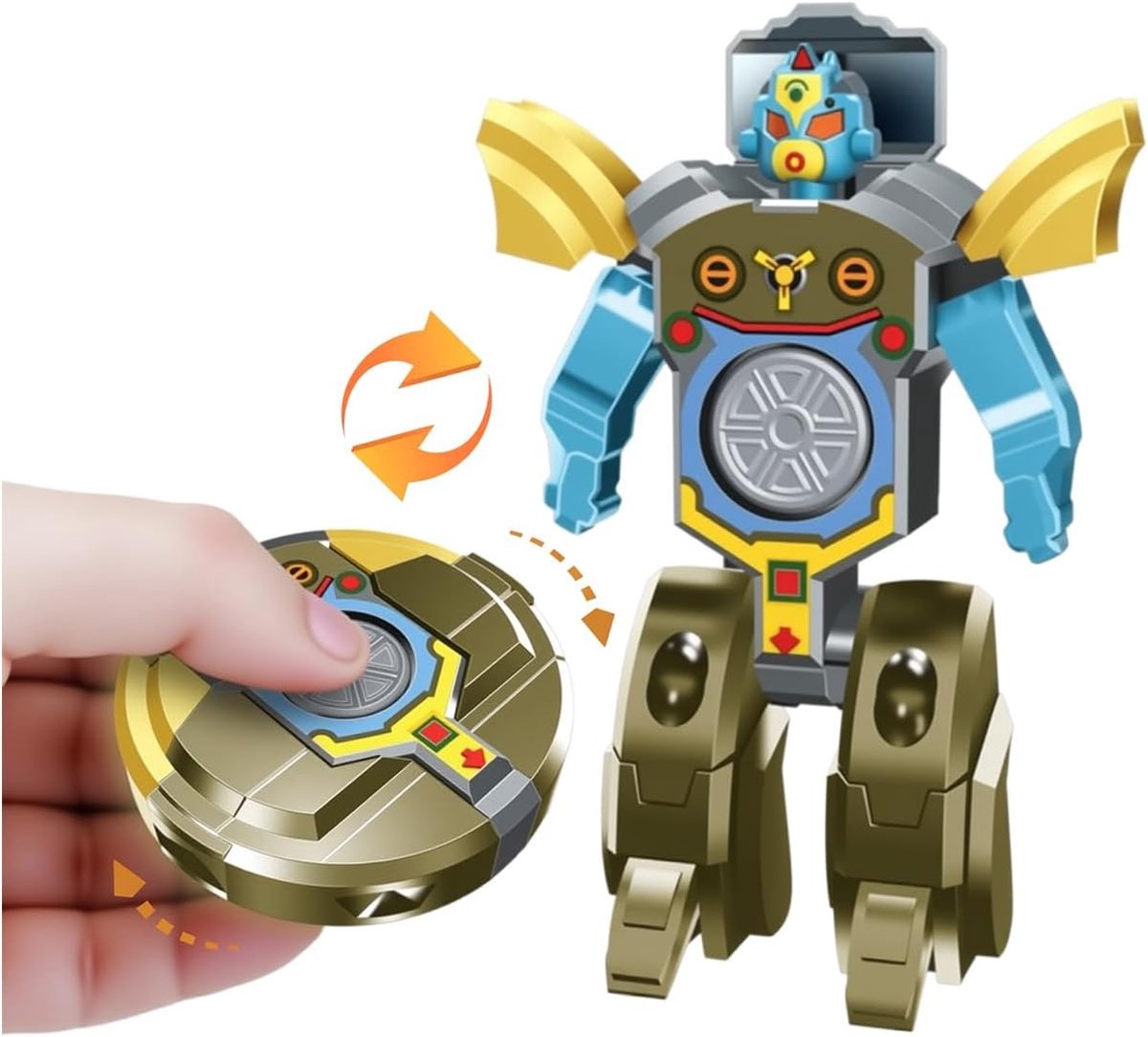 2-in-1 Transformable Robot Fidget Spinner-speelgoed, sensorisch stressvermindering, vervormbaar mini-robot-speelgoed voor kinderen en volwassenen, reisspeelgoed, coole handspinner voor jongens en