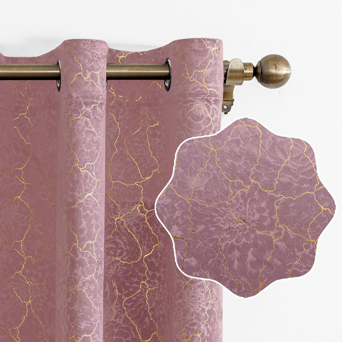 Set Van 2 Thermische Verduisterende Gordijnen, 140x160cm, Fluweel Warmte-Isolerende Gordijnen, Geschikt Voor Woonkamer Slaapkamer, Modern Design Met Oogjes, Roze