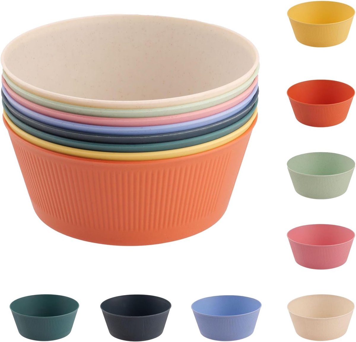 kommenset, groot, licht, geïsoleerd, onbreekbare dinerborden, kommenset, vaatwasser en magnetron, veilig, ideaal voor salade, ramen, soepen, muesli, pasta en rijst (8 stuks, 1500 ml)