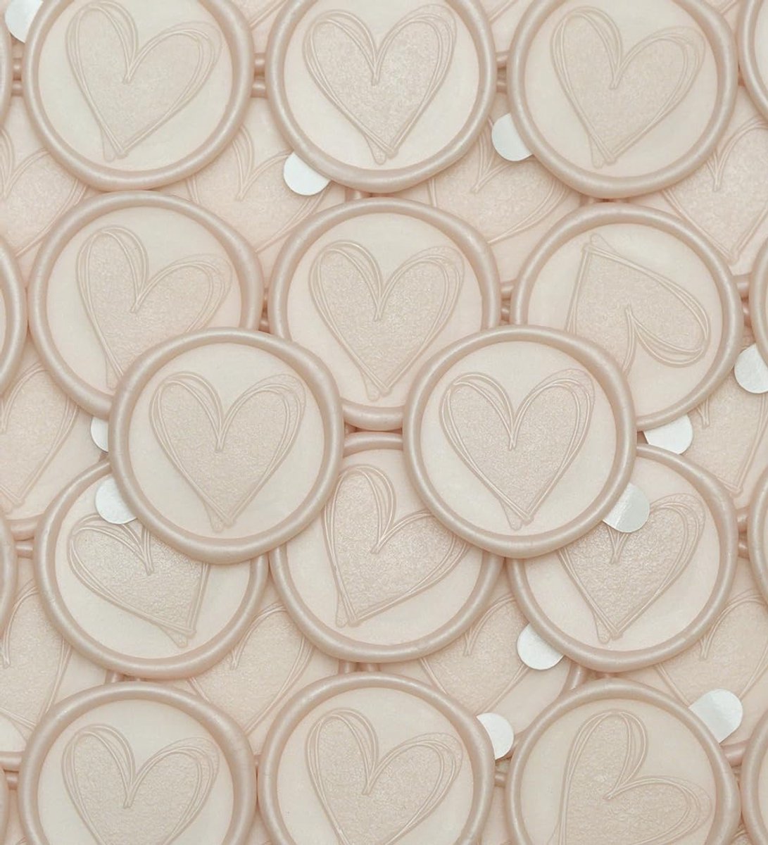 50 stuks hart-waszegels zelfklevende kant-en-klare bruiloftszegelzegels voor uitnodigingen, envelop, plaatskaarten, geschenken, scrapbooking - Valentijnsdag waszegel (Blush Roze)