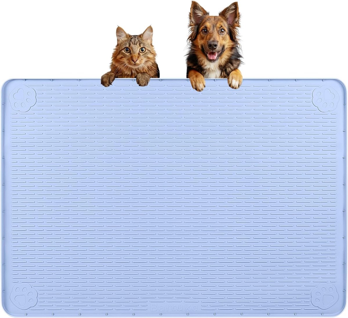 86 x 56 cm grote siliconen voedermat met verhoogde rand, placemat voor kleine en middelgrote huisdieren, antislip, gemakkelijk te reinigen, blauw