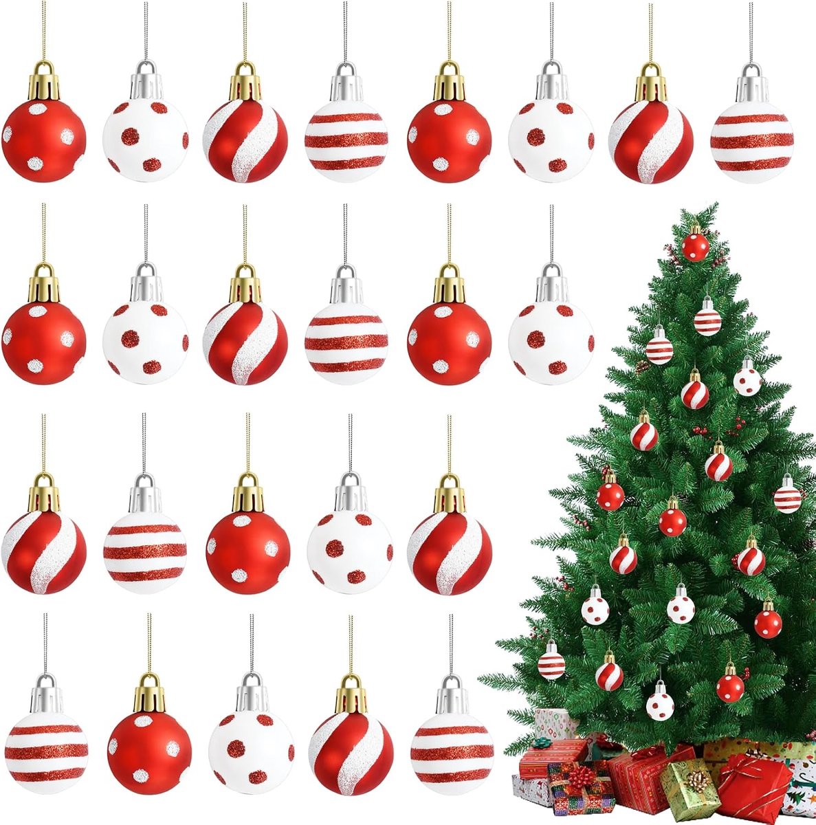 Kerstballen om op te hangen voor kerstboom, set met kerstballen voor kerstdecoratie (kleur C)