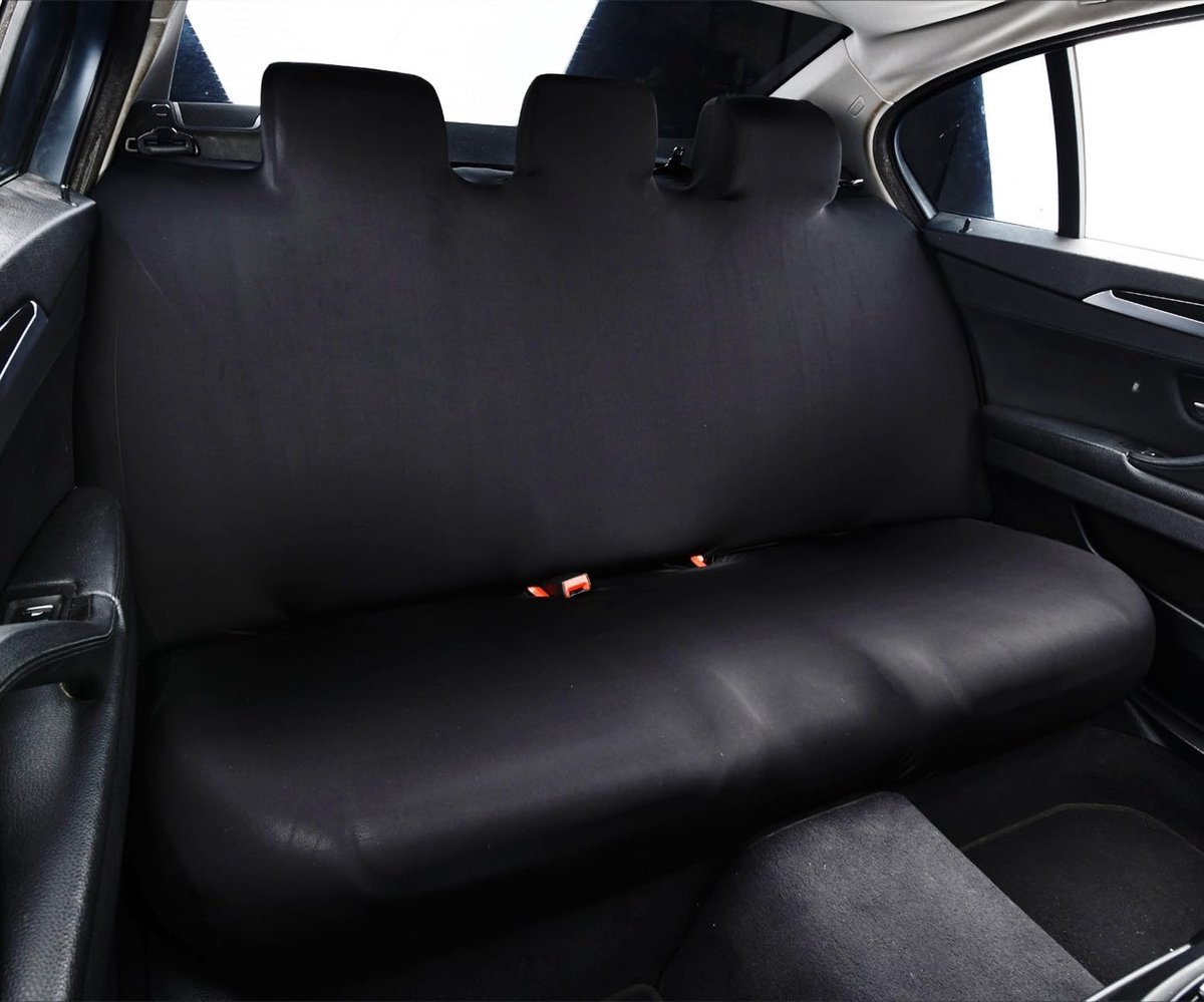 Achterbankhoes voor auto,universele pasvorm,polyester stof,bescherming voor achterbank,volledige dekking, hoge elasticiteit,geschikt voor sedan,SUV,vrachtwagen-Zwart
