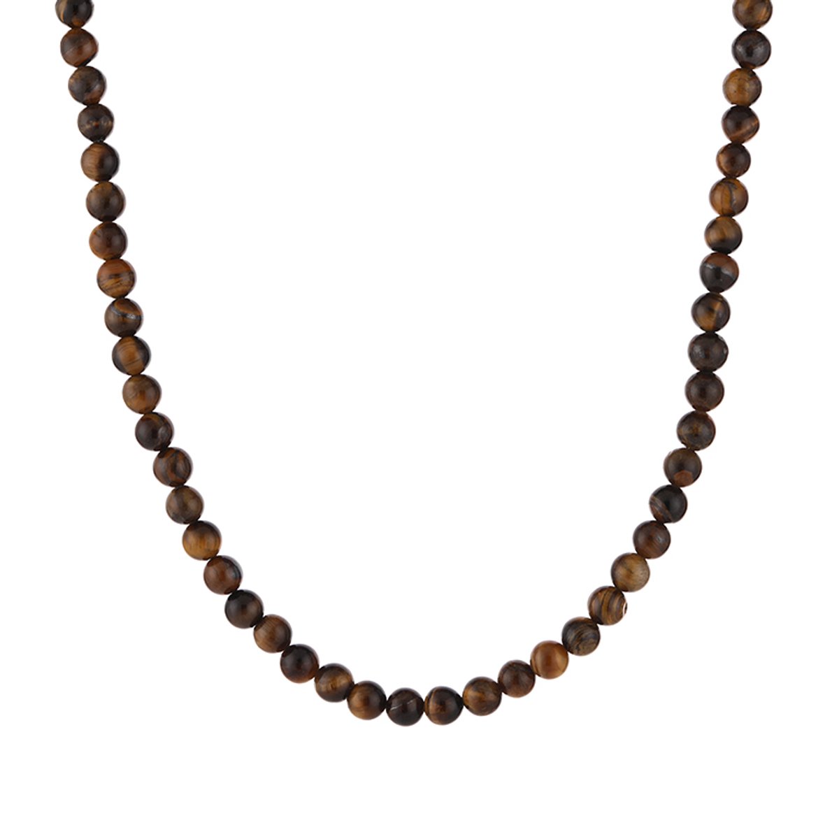 Delicate Natural Beaded Gemstone Choker Necklace – Luxe Fijne Natuurstenen Kralen Ketting – RVS - Tiger