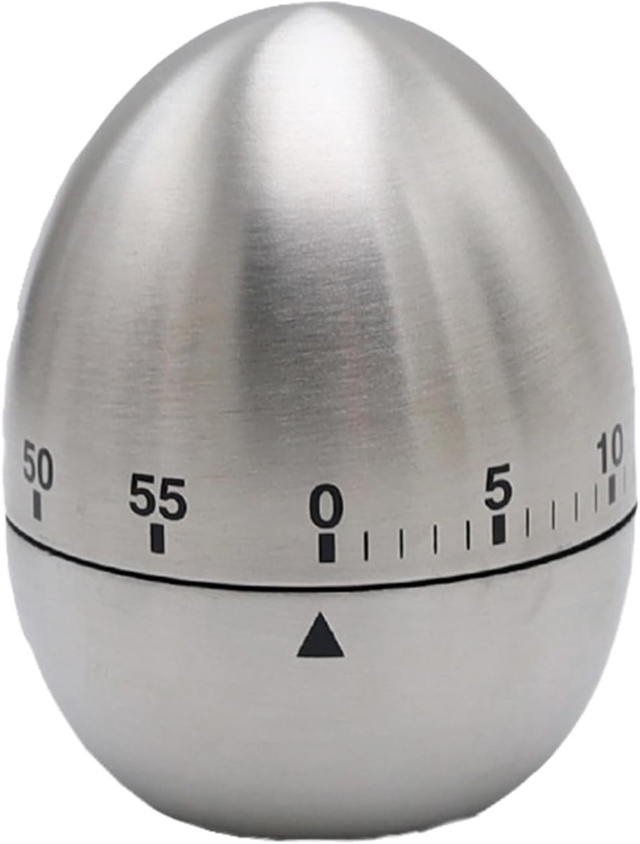 1 Stuks Koken Timer, Timer voor keuken, Eiervormige mechanische timer, Mechanische constructie, roestvrij staal, Geschikt voor koken, studeren, schoonheid,sport,en elke andere gelegenheid