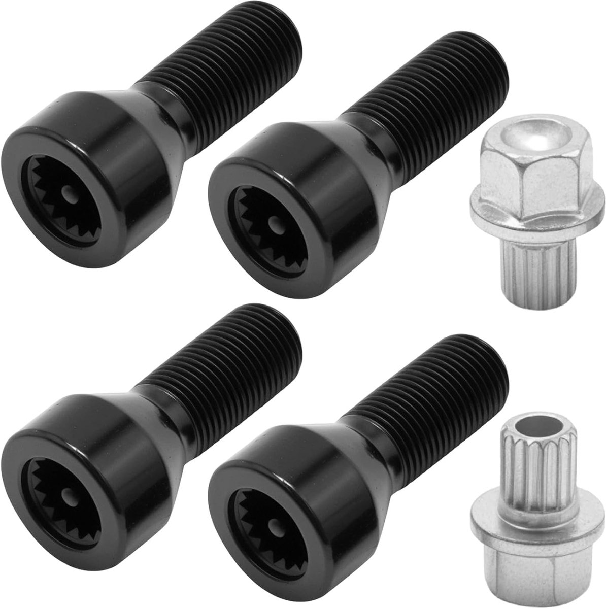 Bouten en wielmoersleutel, 4 stuks M14 x 1,25 wielbouten, vervanging voor VW Jetta, vervanging voor BMW mini-modellen