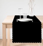 Bedrukt Velvet textiel Tafelloper - 45x220 - Effen Zwart - Tafelkleden - Tafellaken