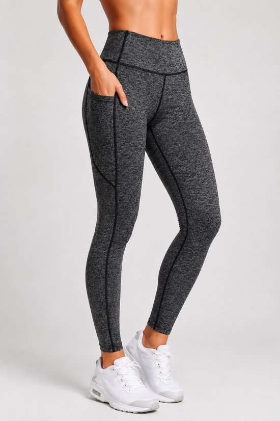 SparkNine Pacepocket dames sportlegging - met handige zakken - XS - hennep grijs - hoge taille - elastisch - squatproof - niet doorschijnend — afbeelding 5
