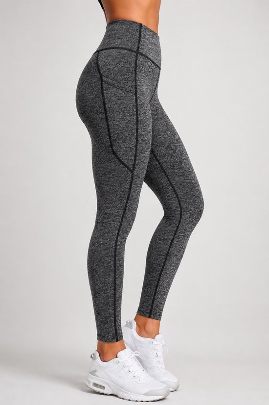 SparkNine Pacepocket dames sportlegging - met handige zakken - XS - hennep grijs - hoge taille - elastisch - squatproof - niet doorschijnend — afbeelding 2