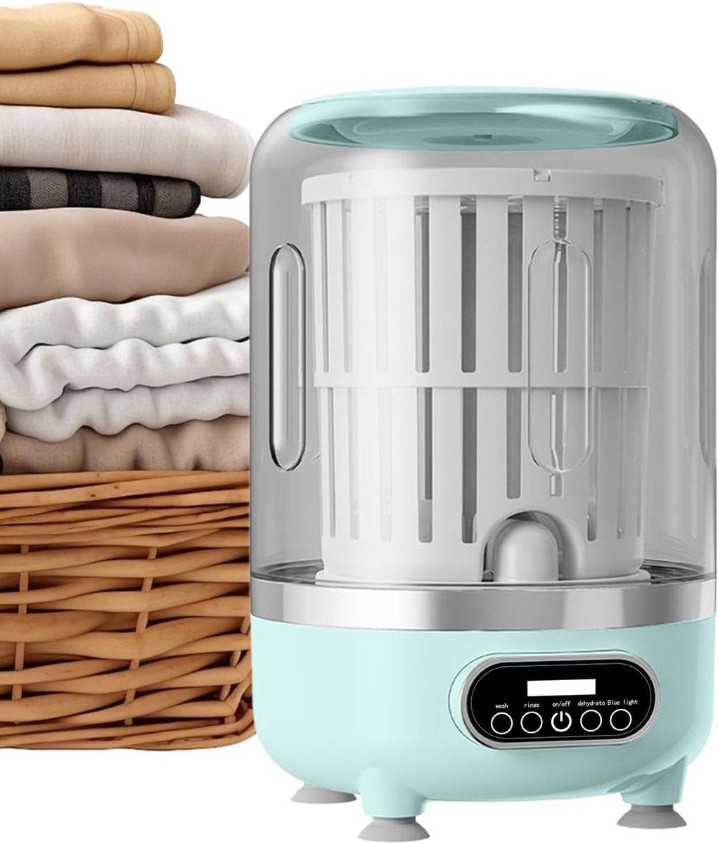 KZQ Draagbare Mini Wasmachine - Compacte Was- en Droogcombinatie - Geschikt voor ondergoed, sokken en babykleding - Lichtgewicht en draagbaar - Ideaal voor op reis, kamperen, hotels, studentenkamers en thuisgebruik - Inhoud: 3 liter - Groen