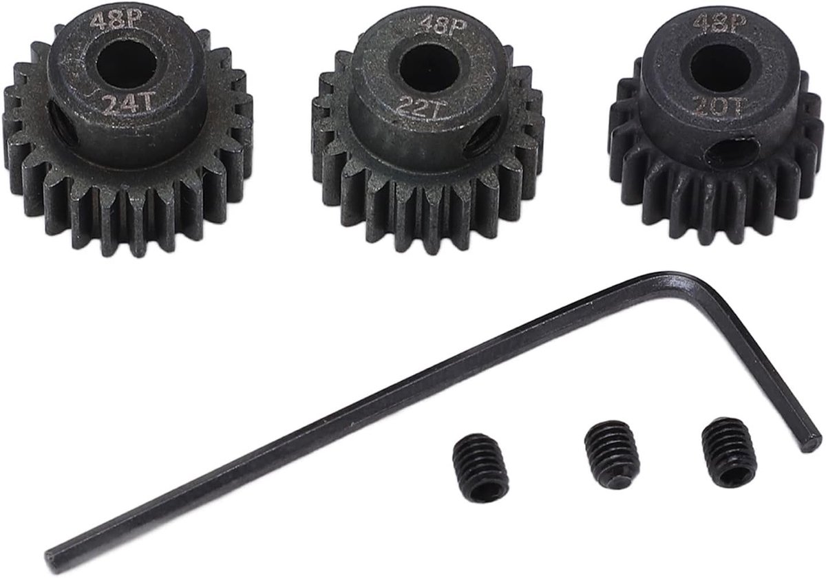 Motor Pinion Gear, 48P Pinion Gear Set 3.175mm 20T 22T 24T voor 1/10 RC Borstelloze Borstel Motor Modelauto