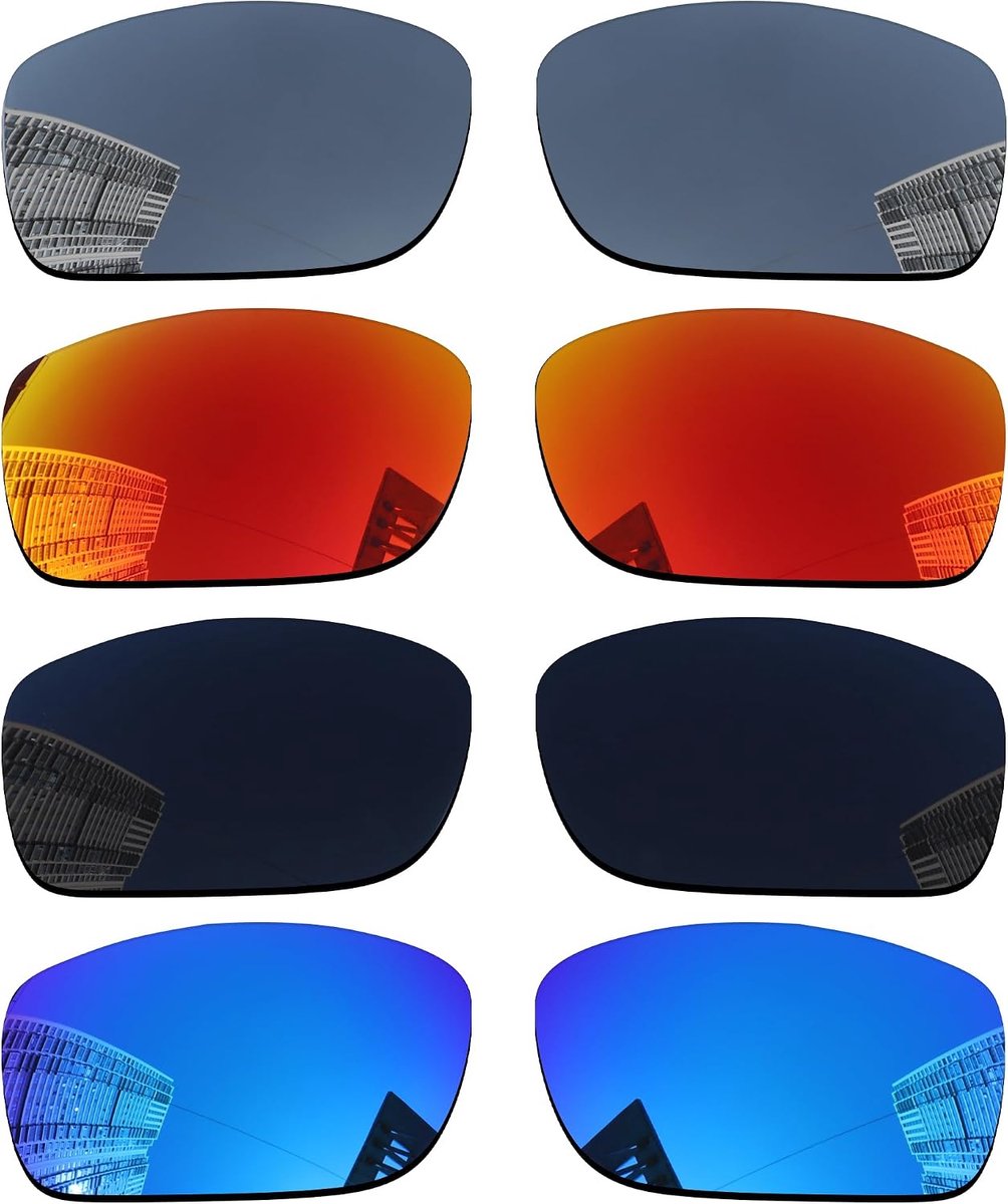 4 paar gepolariseerde reserveglazen voor Oakley Fives Squared OO9238 zonnebril, perfect zittend, onbreekbaar, krasbestendig, voordeelverpakking, veelkleurig